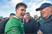 30 October 2022; Sean Kelly of Moycullen celebrates with supporters after the Galway County Senior Club Football Championship Final match between Salthill Knocknacarra and Moycullen at Pearse Stadium in Galway. Photo by Ray Ryan/Sportsfile