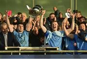 30 October 2022; Joint Westport captains Oisin McLaughlin and Niall McManamon lift the cup after the Mayo County Senior Football Championship Final match between Ballina Stephenites and Westport at Hastings Insurance MacHale Park in Castlebar, Mayo. Photo by Conor McKeown/Sportsfile