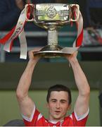 30 October 2022; East Kerry captain Paul Murphy lifts the Bishop Moynihan cup after the Kerry County Senior Football Championship Final match between East Kerry and Mid Kerry at Austin Stack Park in Tralee, Kerry. Photo by Brendan Moran/Sportsfile