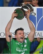 30 October 2022; Moycullen captain Dessie Conneely lifts the Frank Fox cup after the Galway County Senior Club Football Championship Final match between Salthill Knocknacarra and Moycullen at Pearse Stadium in Galway. Photo by Ray Ryan/Sportsfile