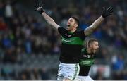 30 October 2022; Luke Connolly of Nemo Rangers celebrates after teammate Conor Horgan scored their side's first goal during the Cork County Senior Club Football Championship Final match between Nemo Rangers and St Finbarr's at Páirc Ui Chaoimh in Cork.  Photo by Eóin Noonan/Sportsfile