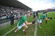 30 October 2022; Evan Kenny and Daniel Cox of Moycullen celebrate at the final whistle during the Galway County Senior Club Football Championship Final match between Salthill Knocknacarra and Moycullen at Pearse Stadium in Galway. Photo by Ray Ryan/Sportsfile
