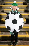 30 October 2022; Shamrock Rovers supporter Aaron Keating, age 8, from Tallaght, before the SSE Airtricity League Premier Division match between Shamrock Rovers and Derry City at Tallaght Stadium in Dublin. Photo by Stephen McCarthy/Sportsfile
