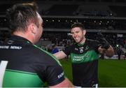 30 October 2022; Luke Connolly of Nemo Rangers celebrates with teammate Paul Kerrigan after the Cork County Senior Club Football Championship Final match between Nemo Rangers and St Finbarr's at Páirc Ui Chaoimh in Cork.  Photo by Eóin Noonan/Sportsfile