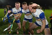 30 October 2022; Errigal Ciarán players, from left, Peter Og McCartan, Odhran Robinson and Joe Oguz celebrate with the O'Neill cup after the Tyrone County Senior Club Football Championship Final match between Errigal Ciarán and Carrickmore at O'Neills Healy Park in Omagh, Tyrone.  Photo by Oliver McVeigh/Sportsfile