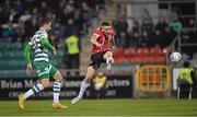 30 October 2022; Michael Duffy of Derry City shoots at goal during the SSE Airtricity League Premier Division match between Shamrock Rovers and Derry City at Tallaght Stadium in Dublin. Photo by Ramsey Cardy/Sportsfile