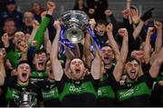 30 October 2022; Nemo Rangers captain Luke Connolly lifting the cup after the Cork County Senior Club Football Championship Final match between Nemo Rangers and St Finbarr's at Páirc Ui Chaoimh in Cork.  Photo by Eóin Noonan/Sportsfile