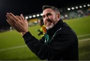30 October 2022; Shamrock Rovers manager Stephen Bradley after his side's victory in the SSE Airtricity League Premier Division match between Shamrock Rovers and Derry City at Tallaght Stadium in Dublin. Photo by Ramsey Cardy/Sportsfile