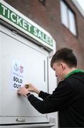 30 October 2022; Luke Faughnan puts up a sold out sign before the SSE Airtricity League Premier Division match between Shamrock Rovers and Derry City at Tallaght Stadium in Dublin. Photo by Stephen McCarthy/Sportsfile