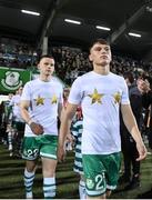 30 October 2022; Justin Ferizaj of Shamrock Rovers walks out before the SSE Airtricity League Premier Division match between Shamrock Rovers and Derry City at Tallaght Stadium in Dublin. Photo by Stephen McCarthy/Sportsfile