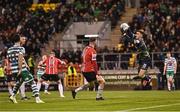 30 October 2022; Derry City goalkeeper Brian Maher makes a save during the SSE Airtricity League Premier Division match between Shamrock Rovers and Derry City at Tallaght Stadium in Dublin. Photo by Ramsey Cardy/Sportsfile
