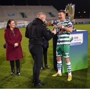 30 October 2022; Shamrock Rovers captain Ronan Finn and Shamrock Rovers assistant coach Glenn Cronin after the SSE Airtricity League Premier Division match between Shamrock Rovers and Derry City at Tallaght Stadium in Dublin. Photo by Ramsey Cardy/Sportsfile