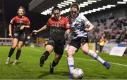 29 October 2022; Gillian Keenan of Athlone Town in action against Abbie Brophy of Bohemians during the SSE Airtricity Women's National League match between Bohemians and Athlone Town at Dalymount Park in Dublin. Photo by Tyler Miller/Sportsfile