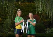 1 November 2022; Muckalee captain Edel Coonan, left, and O'Dwyers captain Aoife Curran, stand for a portrait during the 2022 Leinster LGFA Club Championship Finals launch at The Clanard Court Hotel in Athy, Kildare. The TG4 2022 Leinster LGFA Junior Club Championship Final takes place on Saturday November 12th, with the venue yet to be confirmed. Photo by Seb Daly/Sportsfile