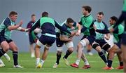 1 November 2022; Jack Conan is tackled by Max Deegan and Ryan Baird during Ireland rugby squad training at IRFU High Performance Centre at the Sport Ireland Campus in Dublin. Photo by Brendan Moran/Sportsfile