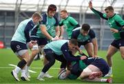 1 November 2022; Ireland players, from left, Craig Casey, Josh van der Flier, Michael Lowry, Hugo Keenan and Garry Ringrose during Ireland rugby squad training at IRFU High Performance Centre at the Sport Ireland Campus in Dublin. Photo by Brendan Moran/Sportsfile
