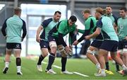 1 November 2022; Ireland players, from left, Craig Casey, Cian Healy, James Ryan, Gavin Coombes and Finlay Bealham during squad training at IRFU High Performance Centre at the Sport Ireland Campus in Dublin. Photo by Brendan Moran/Sportsfile