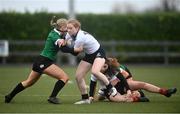 1 November 2022; Sinead Bowers of Midlands is tackled by Molly O'Gorman of South East during the Sarah Robinson Cup round two match between Midlands and South East at Mullingar in Westmeath. Photo by David Fitzgerald/Sportsfile