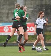 1 November 2022; Robyn O'Connor, left, and Abby Healy of South East celebrate during the Sarah Robinson Cup round two match between Midlands and South East at Mullingar in Westmeath. Photo by David Fitzgerald/Sportsfile