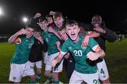 1 November 2022; Republic of Ireland players celebrates after  the Victory Shield match between Republic of Ireland and Northern Ireland at Tramore AFC in Tramore, Waterford. Photo by Matt Browne/Sportsfile