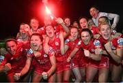29 October 2022; Shelbourne players celebrate after the SSE Airtricity Women's National League match between Wexford Youths and Shelbourne at Ferrycarrig Park in Wexford. Photo by Eóin Noonan/Sportsfile