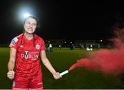 29 October 2022; Keeva Keenan of Shelbourne celebrates after the SSE Airtricity Women's National League match between Wexford Youths and Shelbourne at Ferrycarrig Park in Wexford. Photo by Eóin Noonan/Sportsfile