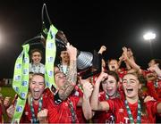 29 October 2022; Pearl Slattery of Shelbourne celebrates with the cup after the SSE Airtricity Women's National League match between Wexford Youths and Shelbourne at Ferrycarrig Park in Wexford. Photo by Eóin Noonan/Sportsfile