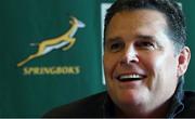 2 November 2022; South Africa director of rugby Rassie Erasmus during a South Africa rugby media conference at The Radisson Blu St Helens Hotel in Dublin. Photo by Brendan Moran/Sportsfile