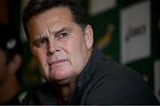 2 November 2022; South Africa director of rugby Rassie Erasmus during a South Africa rugby media conference at The Radisson Blu St Helens Hotel in Dublin. Photo by Brendan Moran/Sportsfile