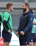 1 November 2022; Head coach Andy Farrell, right, with Jack Crowley during Ireland rugby squad training at IRFU High Performance Centre at the Sport Ireland Campus in Dublin. Photo by Brendan Moran/Sportsfile