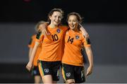 3 November 2022; Emma Duffy, left, and Amy Tierney of Republic of Ireland after their side's victory in the Women's U16 International Friendly match between Republic of Ireland and Switzerland at Whitehall Stadium in Dublin. Photo by Seb Daly/Sportsfile