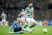 3 November 2022; Marcus Danielson of Djurgården and Richie Towell of Shamrock Rovers in action during the UEFA Europa Conference League Group F match between Djurgården and Shamrock Rovers at Tele2 Arena in Stockholm, Sweden. Photo by Jesper Zerman/Sportsfile