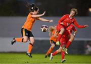 3 November 2022; Oralith Doherty of Republic of Ireland in action against Anika Seliner of Switzerland during the Women's U16 International Friendly match between Republic of Ireland and Switzerland at Whitehall Stadium in Dublin. Photo by Seb Daly/Sportsfile