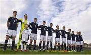 4 November 2022; The Scotland team during the national anthem before the Victory Shield match between Republic of Ireland and Scotland at Tramore AFC in Tramore, Waterford. Photo by Matt Browne/Sportsfile