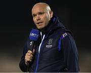 4 November 2022; Waterford head coach Danny Searle is interviewed by LOITV before the SSE Airtricity League First Division play-off final match between Waterford and Galway United at Markets Field in Limerick. Photo by Michael P Ryan/Sportsfile