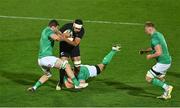 4 November 2022; Patrick Tuipulotu of All Blacks is tackled by Nick Timoney and Dave Heffernan of Ireland during the match between Ireland A and All Blacks XV at RDS Arena in Dublin. Photo by Brendan Moran/Sportsfile