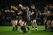 4 November 2022; The All Blacks XV perform the haka before the match between Ireland A and All Blacks XV at RDS Arena in Dublin. Photo by David Fitzgerald/Sportsfile