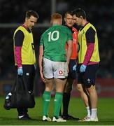 4 November 2022; Ciaran Frawley of Ireland receives medical attention before leaving the pitch with an injury during the match between Ireland A and All Blacks XV at RDS Arena in Dublin. Photo by Brendan Moran/Sportsfile