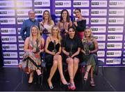 4 November 2022; Laois players, front row, from left, Eimear Barry, Aisling Donoher, Erone Fitzpatrick and Rachel Williams, back row, from left, manager Donie Brennan, Ellen Healy, Laura-Marie Maher and Mo Nerney with their TG4 Intermediate Team of the Championship awards at the 2022 TG4 Teams of the Championship awards night at Croke Park, Dublin. Photo by Seb Daly/Sportsfile