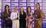 4 November 2022; Wexford players, from left, Róisín Murphy, Sarah Harding, manager Lizzy Kent, Caitríona Murray and Aisling Murphy with their TG4 Intermediate Team of the Championship awards at the 2022 TG4 Teams of the Championship awards night at Croke Park, Dublin. Photo by Seb Daly/Sportsfile