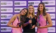 4 November 2022; Clare players, from left, Fidelma Marrinan, Tara Kelly and Aisling Reidy with their TG4 Intermediate Team of the Championship awards at the 2022 TG4 Teams of the Championship awards night at Croke Park, Dublin. Photo by Seb Daly/Sportsfile