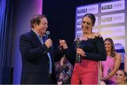 4 November 2022; Mo Nerney of Laois is interviewed by MC Marty Morrissey during at the 2022 TG4 Teams of the Championship awards night at Croke Park, Dublin. Photo by Seb Daly/Sportsfile