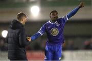4 November 2022; Timi Sobowale of Waterford after his side's victory in the SSE Airtricity League First Division play-off final match between Waterford and Galway United at Markets Field in Limerick. Photo by Michael P Ryan/Sportsfile
