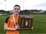 4 November 2022; Darragh Marshall of Republic of Ireland with the Victory Shield after the Victory Shield match between Republic of Ireland and Scotland at Tramore AFC in Tramore, Waterford. Photo by Matt Browne/Sportsfile