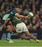 5 November 2022; Jonathan Sexton of Ireland is tackled by Damian de Allende of South Africa during the Bank of Ireland Nations Series match between Ireland and South Africa at the Aviva Stadium in Dublin. Photo by Brendan Moran/Sportsfile