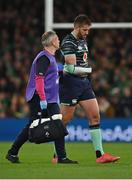 5 November 2022; Stuart McCloskey of Ireland is assisted off the pitch after picking up an injury during the Bank of Ireland Nations Series match between Ireland and South Africa at the Aviva Stadium in Dublin. Photo by Brendan Moran/Sportsfile
