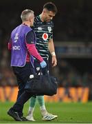 5 November 2022; Conor Murray of Ireland, who started his 100th cap, leaves the field during the Bank of Ireland Nations Series match between Ireland and South Africa at the Aviva Stadium in Dublin. Photo by Brendan Moran/Sportsfile