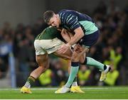 5 November 2022; Jonathan Sexton of Ireland is tackled by Jesse Kriel of South Africa during the Bank of Ireland Nations Series match between Ireland and South Africa at the Aviva Stadium in Dublin. Photo by Ramsey Cardy/Sportsfile