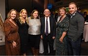 5 November 2022; 2020 Hall of Fame Award winner Seán Bán Breathnach with his family from left daughters Katie Uí Chonghaile, Léan Breathnach, Brighid Breathnach, Wife Brighid Bán Breathnach, and son Cárthach Bán Breathnach during the MacNamee Awards 2019 & 2020 at Cusack Suite in Croke Park, Dublin. Photo by Matt Browne/Sportsfile