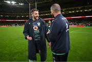 5 November 2022; Stuart McCloskey of Ireland with head coach Andy Farrell after the Bank of Ireland Nations Series match between Ireland and South Africa at the Aviva Stadium in Dublin. Photo by Brendan Moran/Sportsfile